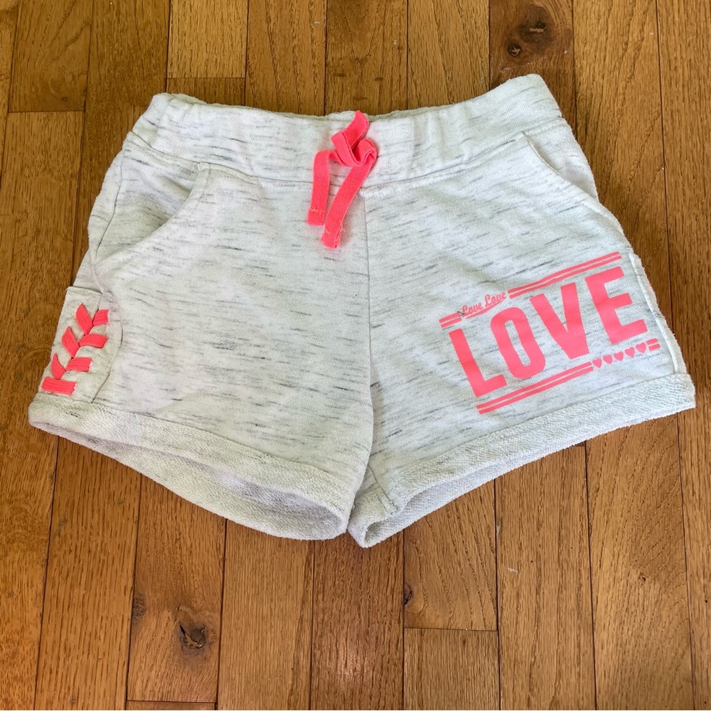 REFLEX KIDS GRAY ORANGE LACE UP GRAPHIC SHORTS KIDS SIZE LARGE 11/12